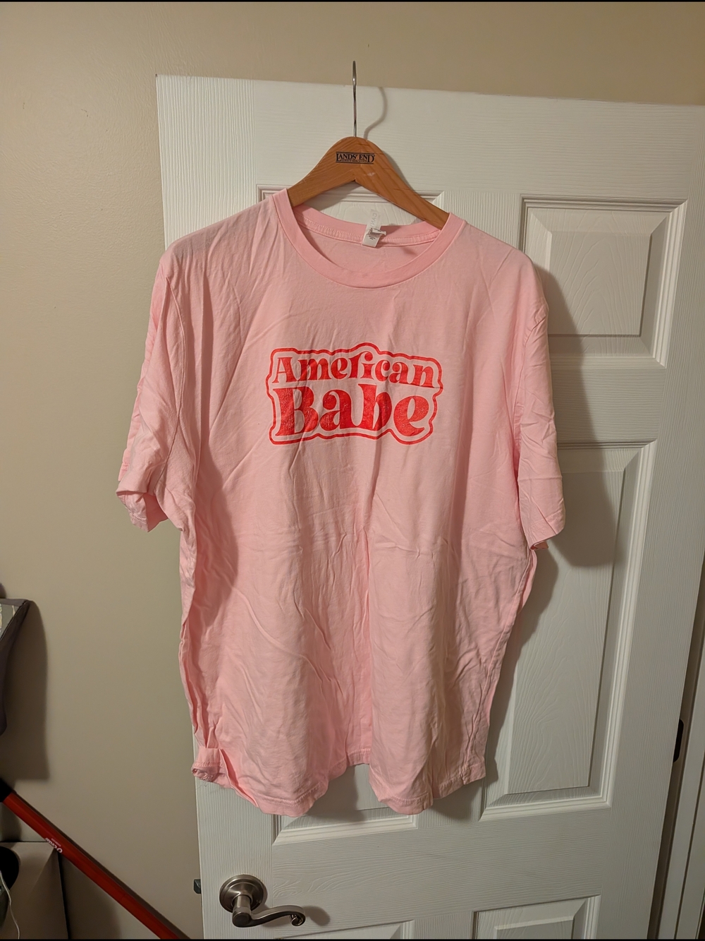 Bella Canvas Pink Tee with Red "American Babe" Graphic Size 3XL